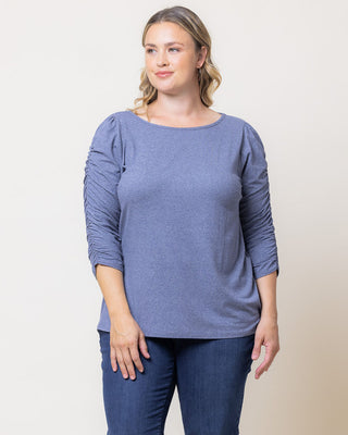 Reverie Ruched Top in Heathered Indigo