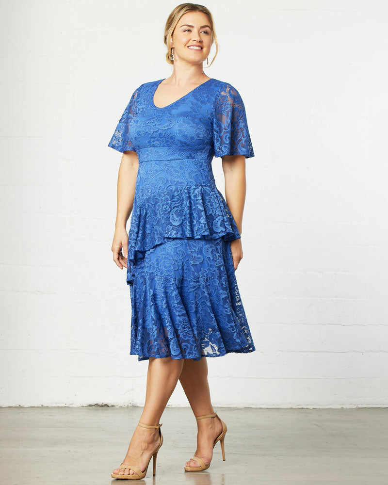 NAVYBLUE LACE DRESS WITH FRILLS