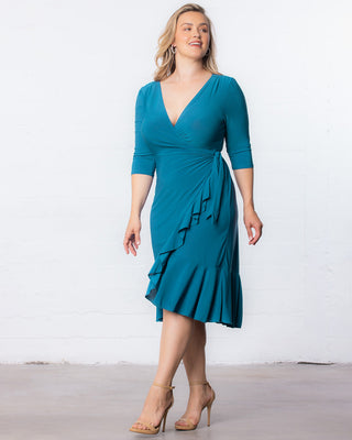 Whimsy Wrap Dress in Blue Jade