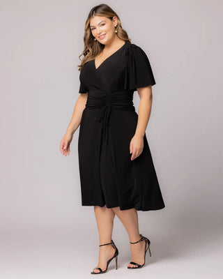 Jemma Ruched Tie Dress in Black Noir