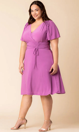 Jemma Ruched Tie Dress in Lilac