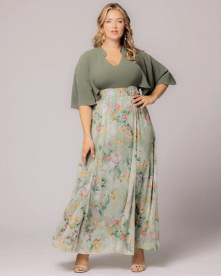 Avisa A-Line Evening Gown in Sage Floral Print