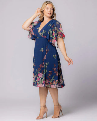 Breezy Border Print Cocktail Dress in Twilight Garden Border