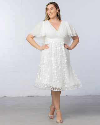 Pretty Petals Mesh Cocktail Dress in Ivory Blossoms