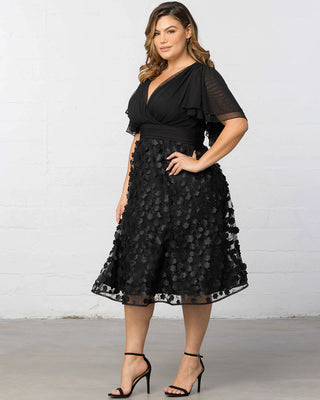 Pretty Petals Mesh Cocktail Dress in Onyx Blossoms