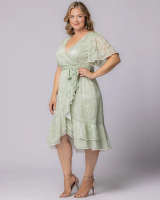 Palermo Lace Faux Wrap Cocktail Dress in Sage