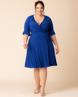 Barcelona Midi Wrap Dress in Cobalt Blue