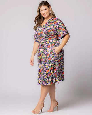 Gia Midi Dress in Vibrant Garden Print