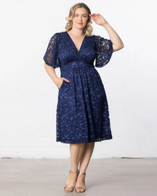 Starry Sequined Lace Cocktail Dress in 
Nocturnal Navy