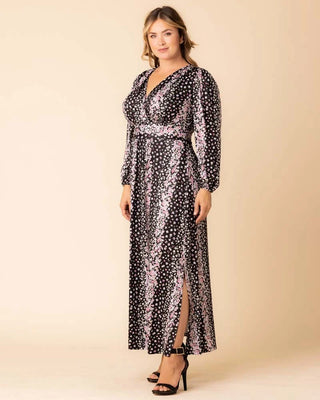 Kelsey Long Sleeve Maxi Dress in Nightshade Floral Falls