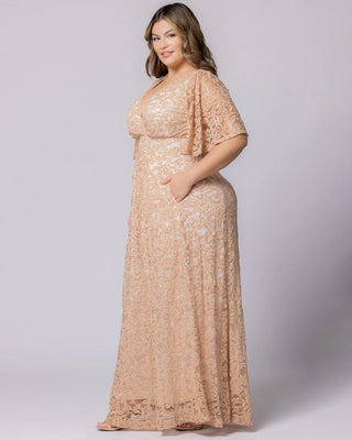 Luminous Sequin Lace Long Gown in Champagne