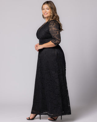 Maria Lace Evening Gown in Onyx