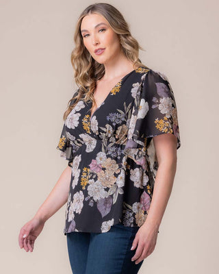 Seaside Serenade Top in Midnight Peony Print