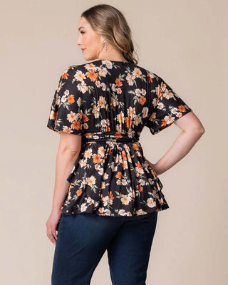 Encore Print Top in Apricot Floral Print