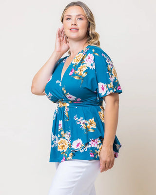 Encore Print Top in Tea Floral Print