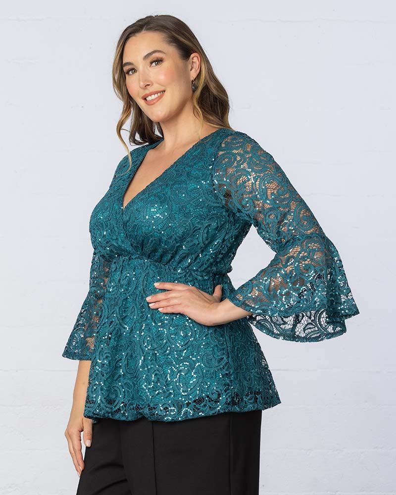 Green Lace Bell Sleeve Crop Top - For The Love Of Glitter