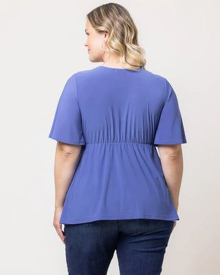 Abby Twist Front Top in Slate Blue