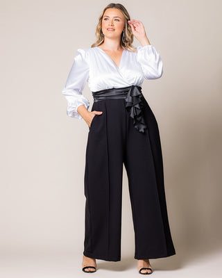 Refined Satin Jumpsuit in Black Tie Affair