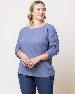 Reverie Ruched Top in Heathered Indigo