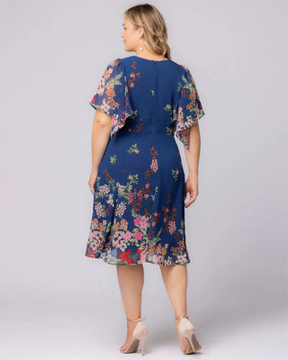 Breezy Border Print Cocktail Dress in Twilight Garden Border