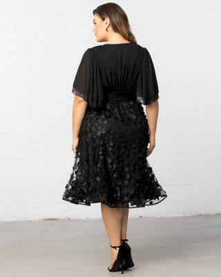 Pretty Petals Mesh Cocktail Dress in Onyx Blossoms