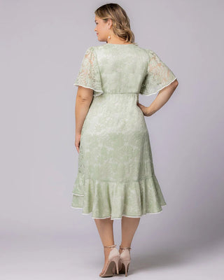 Palermo Lace Faux Wrap Cocktail Dress in Sage