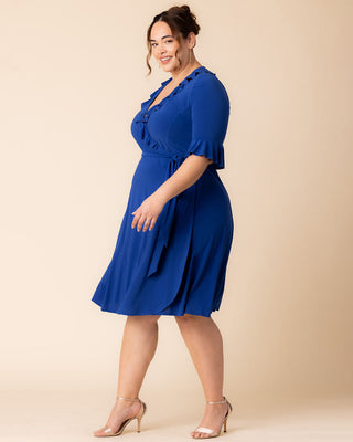 Barcelona Midi Wrap Dress in Cobalt Blue