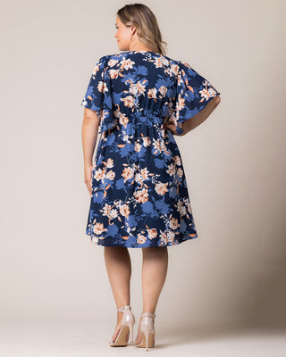 Florence Flutter Sleeve Dress in Blue Blossom Bliss