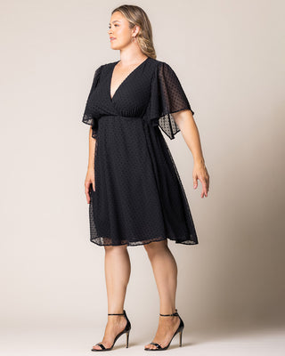 Florence Flutter Sleeve Dress in Onyx