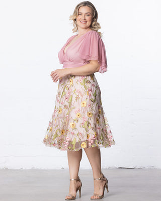 Lillian Embroidered Cocktail Dress in Dawn Garden