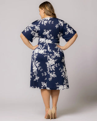 Gia Midi Dress in Navy Floral Print