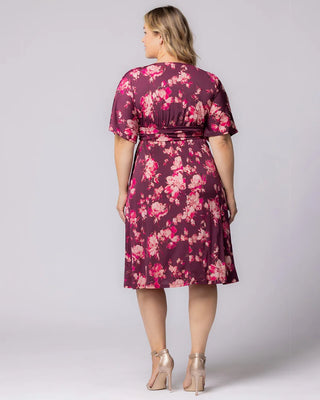 Gia Midi Dress in Shimmering Sangria Blooms