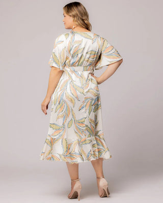 Chloe Wrap Dress in Artful Leaves