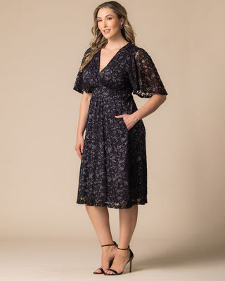 Starry Sequined Lace Cocktail Dress in Storm Grey