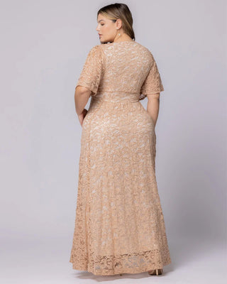 Luminous Sequin Lace Long Gown in Champagne