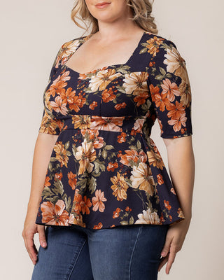 Posh Peplum Top in Autumn Garden