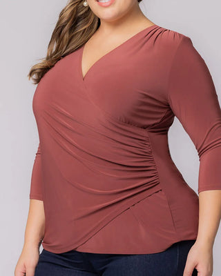 Femme Fatale Faux Wrap Top in Marsala