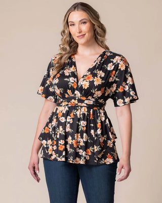 Encore Print Top in Apricot Floral Print