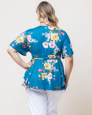 Encore Print Top in Tea Floral Print