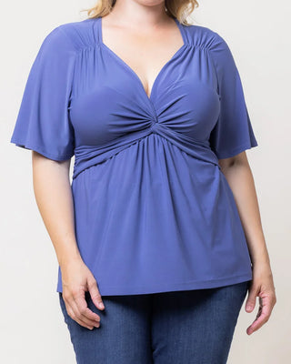 Abby Twist Front Top in Slate Blue