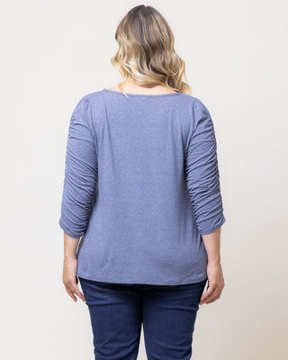 Reverie Ruched Top in Heathered Indigo