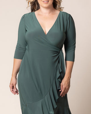 Whimsy Wrap Dress in Fern Green