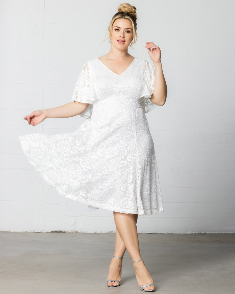 Kiyonna Plus Size Clarissa Lace Flutter Sleeve Long Wedding Dress