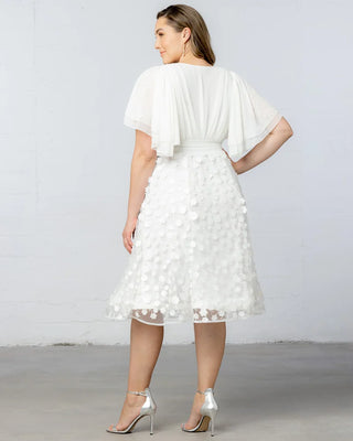 Pretty Petals Mesh Cocktail Dress in Ivory Blossoms