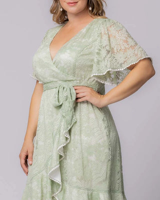 Palermo Lace Faux Wrap Cocktail Dress in Sage