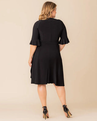 Barcelona Midi Wrap Dress in Black Noir