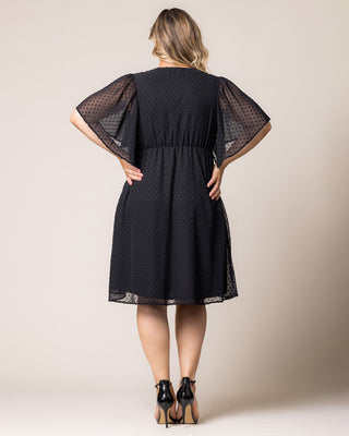 Florence Flutter Sleeve Dress in Onyx