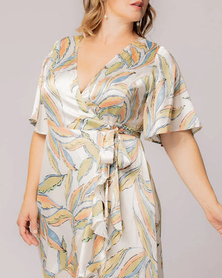 Chloe Wrap Dress in Artful Leaves