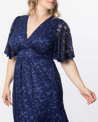 Starry Sequined Lace Cocktail Dress in 
Nocturnal Navy