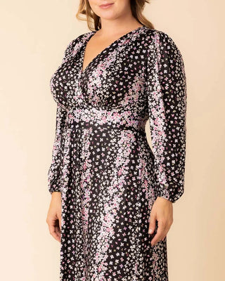 Kelsey Long Sleeve Maxi Dress in Nightshade Floral Falls